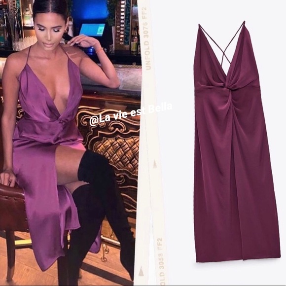 Zara Satin Effect Knotted Slip Dress 